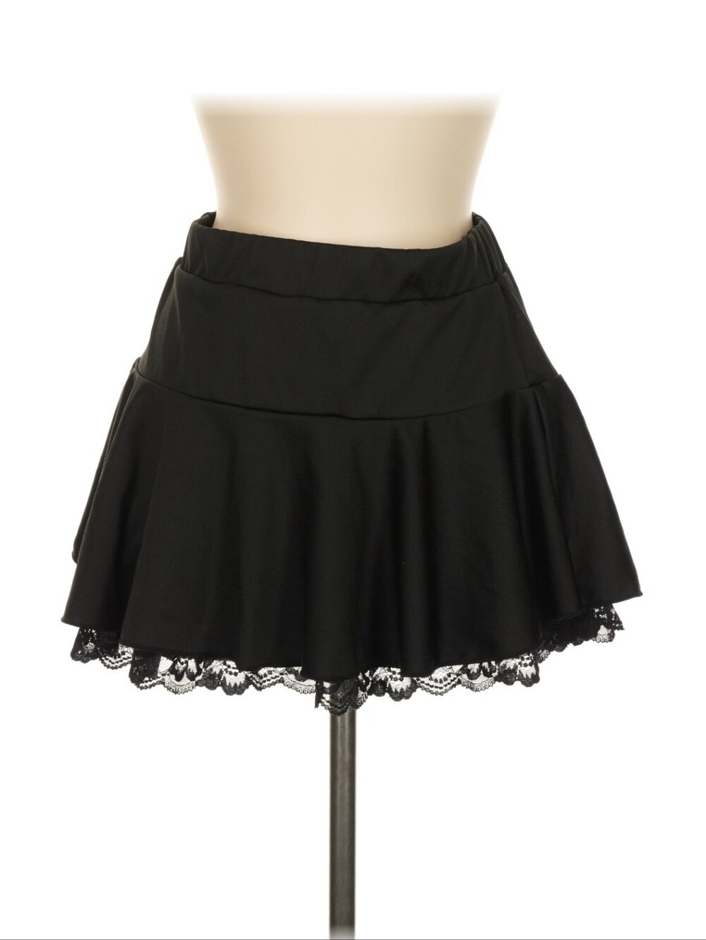 Avidlove Black lace mini skirt with ruffle hem fit and flare
